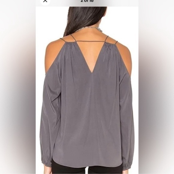 Ramy Brook grey silk cold shoulder blouse size, SP - Picture 2 of 4